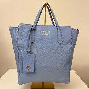 Authentic Gucci Swing Mini Leather Tote – Cornflower Blue (Rare Color)